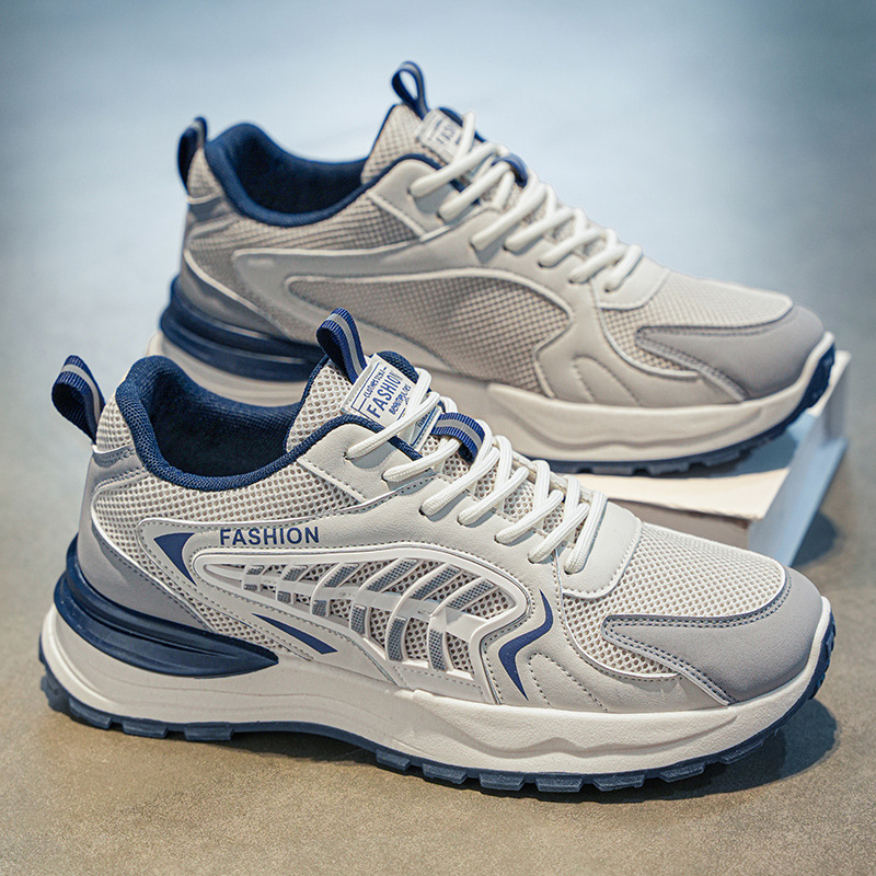 New breathable mesh sports shoes for men in autumn, Korean style trendy and versatile thick-soled casual dad shoes, trendy shoes Specification drawing