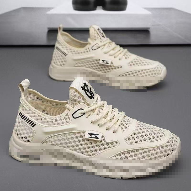 Men's summer 2025 new style perforated breathable casual versatile net shoes, soft-soled durable running net surface sports trendy shoes Application Scenario