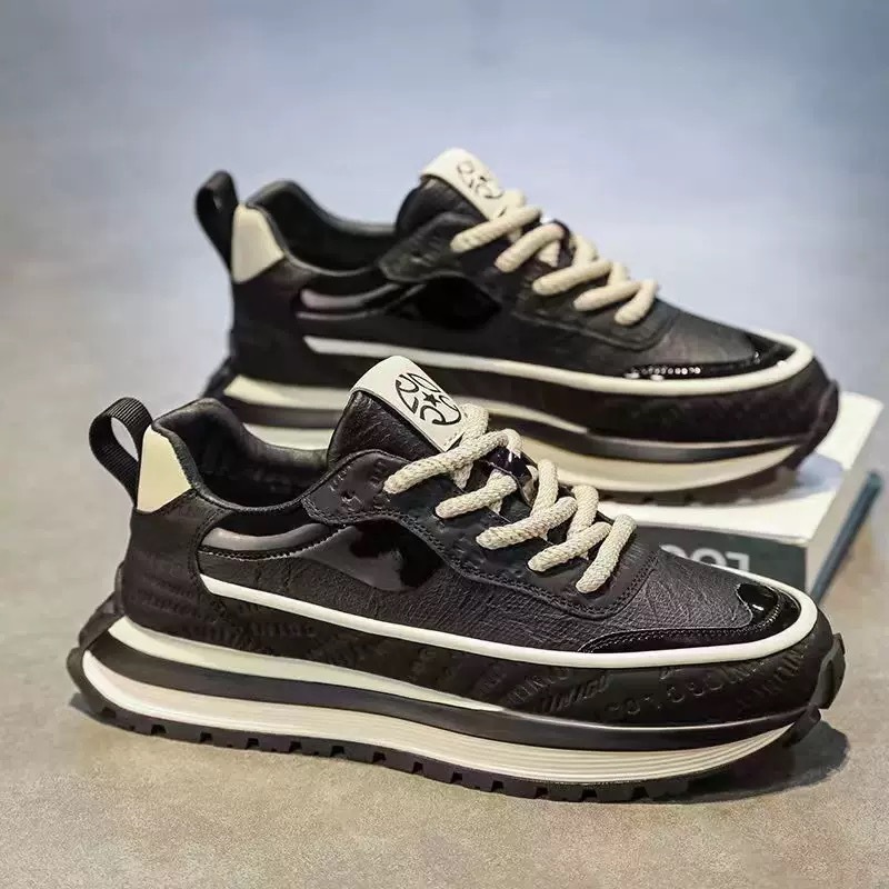 New men's shoes for Spring 2025: Breathable leather sports shoes for men, trendy and versatile, thick-soled casual dad shoes for men Specification drawing