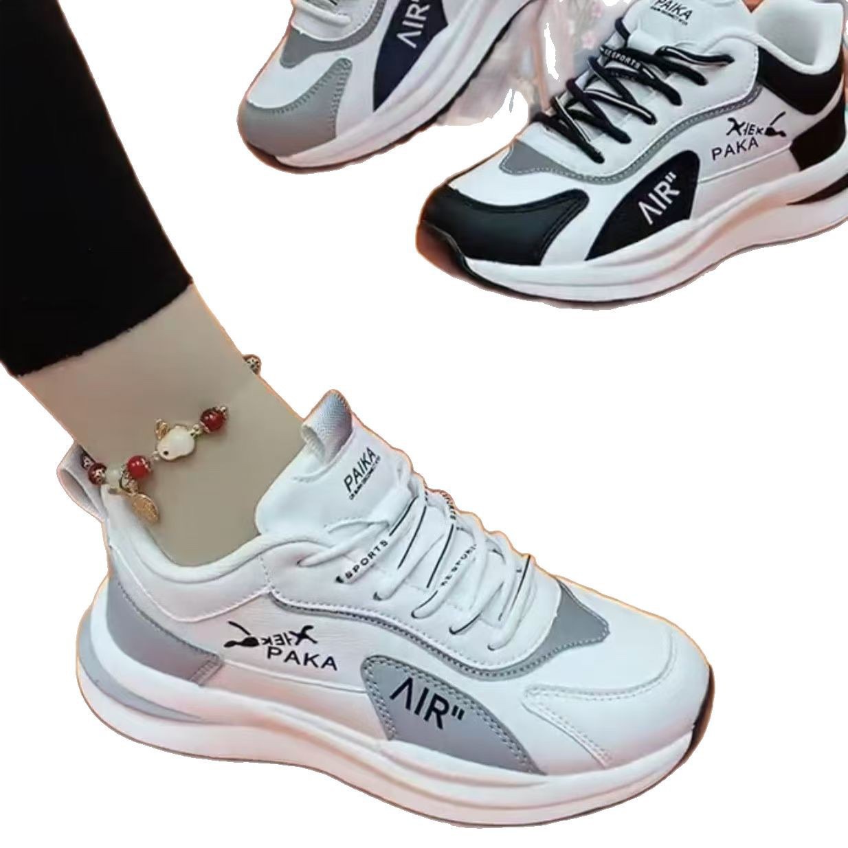 New low-top lace-up dad shoes for couples, outdoor casual sports shoes, light and versatile, breathable leather surface, export batch Item Picture
