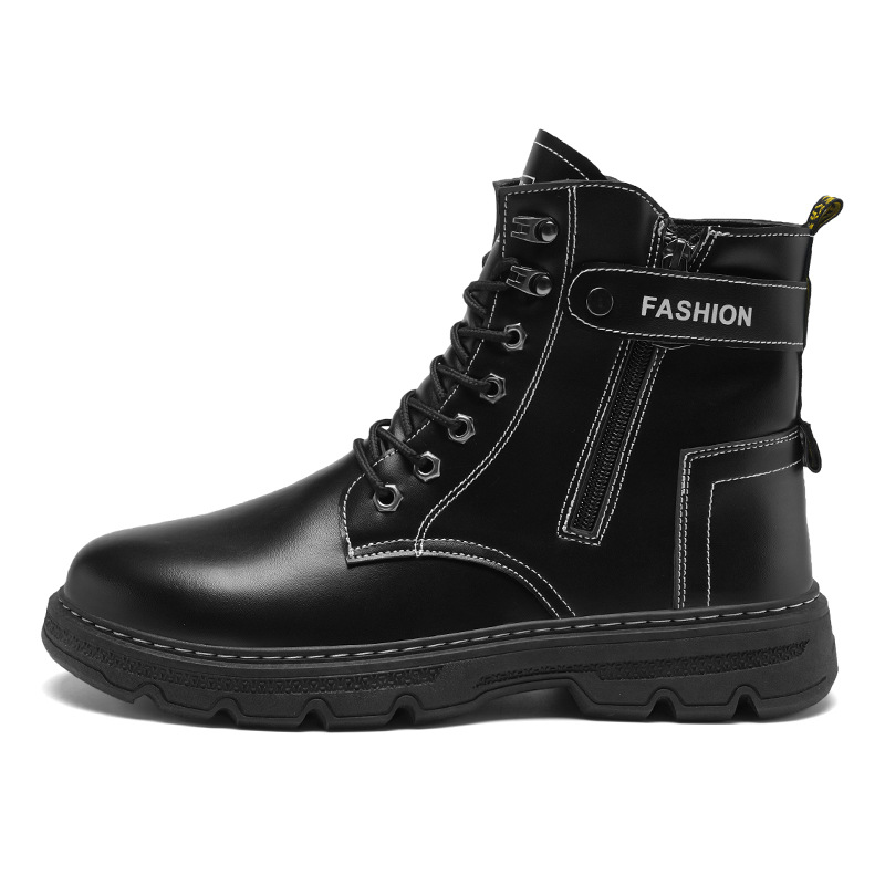 High-top men's shoes, autumn outdoor hiking safety shoes, work boots, leather boots for work, men's motorcycle sports trendy shoes Item Picture