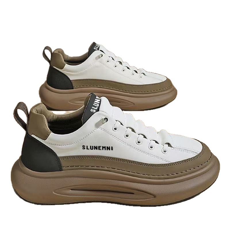 The 2025 new spring men's shoes are thick-soled height-increasing men's casual board shoes. Men can wear solid-colored casual sports shoes on one foot Item Picture