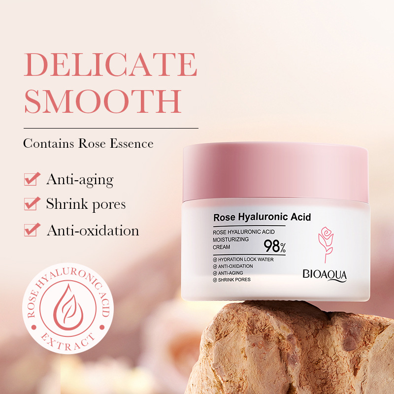 Full English BIOAOUA Rose Hyaluronic Acid skin care product set, Eye cream, Face Cream, Facial Cleanser, cross-border export wholesale Specification drawing