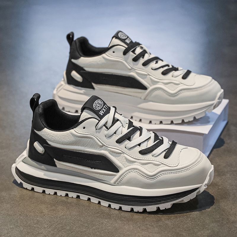 Men's Spring 2025 new breathable casual sports shoes, anti-slip soft-soled white sneakers, trendy dad shoes for men full figure