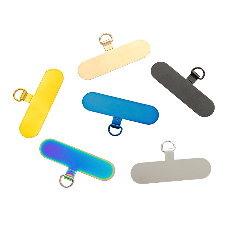 Stainless steel mobile phone lanyard patch on the back of the casing, universal mobile phone neck lanyard clip piece anti-loss gasket manufacturer, black Item Picture