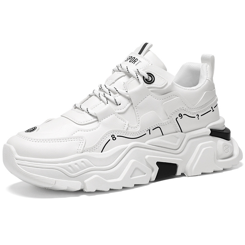 Summer men's shoes 2024 new breathable white sneakers, men's trendy and versatile insole height-increasing sports shoes, casual dad shoes Item Picture