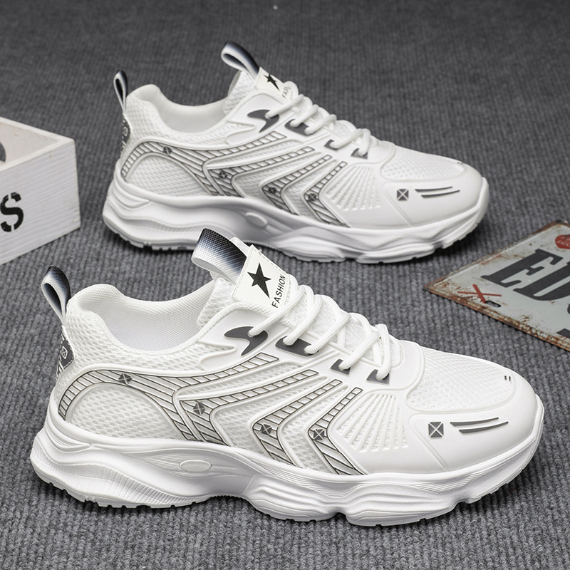New breathable mesh shoes for men in summer, trendy and versatile men's sports shoes, thick-soled casual running dad shoes Specification drawing
