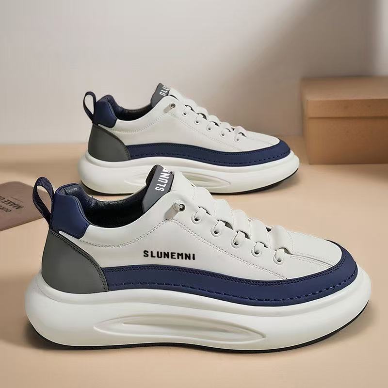 The 2025 new spring men's shoes are thick-soled height-increasing men's casual board shoes. Men can wear solid-colored casual sports shoes on one foot details Picture