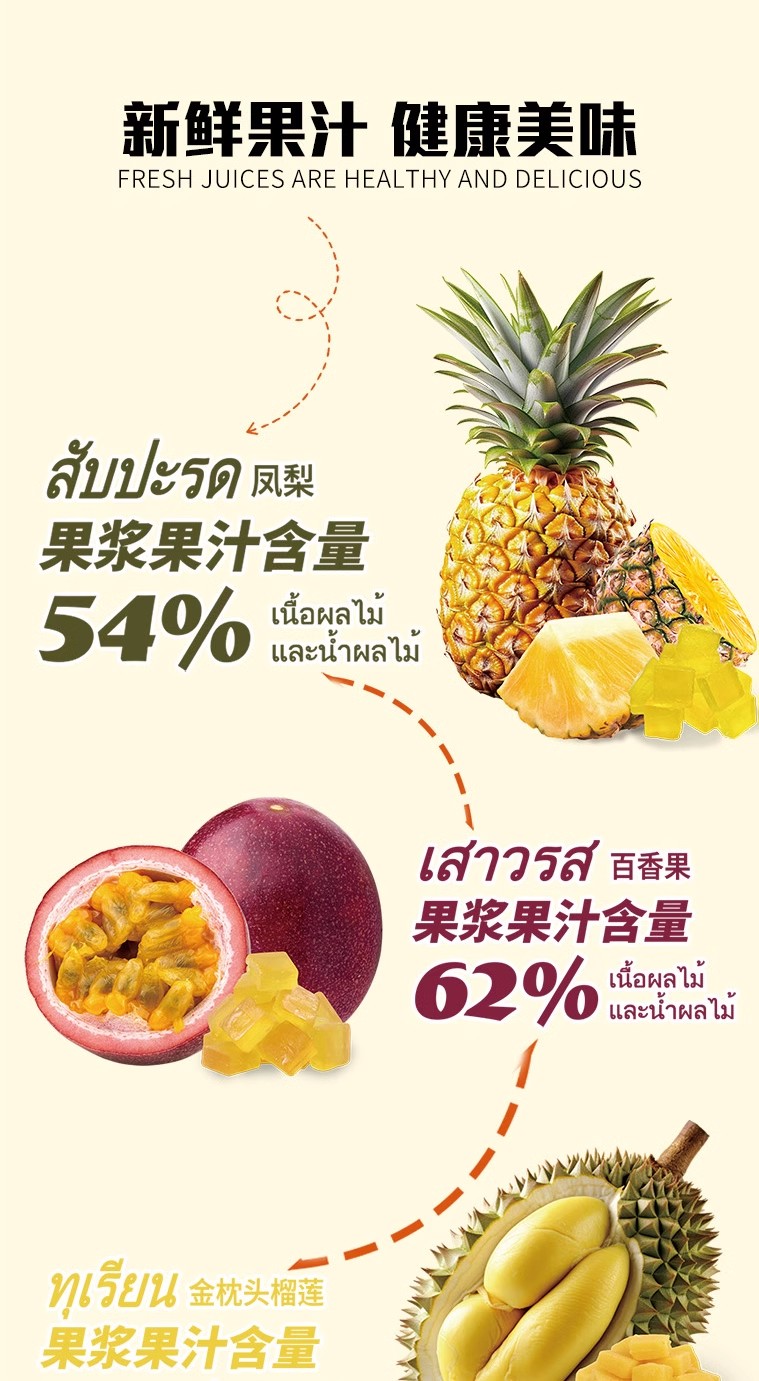 批发包邮！泰国进口零食皇家字节凤梨原浆果糕200g热带水果果糕详情8