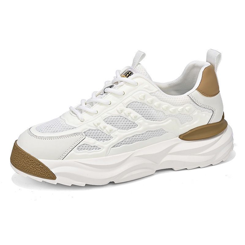 New summer men's shoes: breathable mesh shoes, trendy and versatile white sneakers, thick-soled sports shoes, casual dad shoes Item Picture