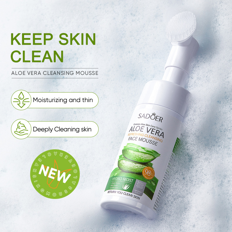 All-english SADOER aloe Vera Refreshing Facial Cleanser Mousse removes dirt and does not cause tightness. Cross-border wholesale details Picture