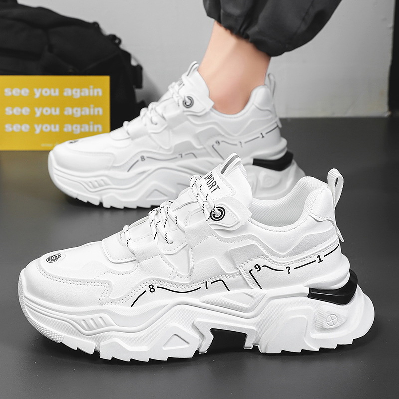 New breathable white sneakers for men in spring, trendy and versatile insole height-increasing sports shoes, casual dad shoes for men Application Scenario