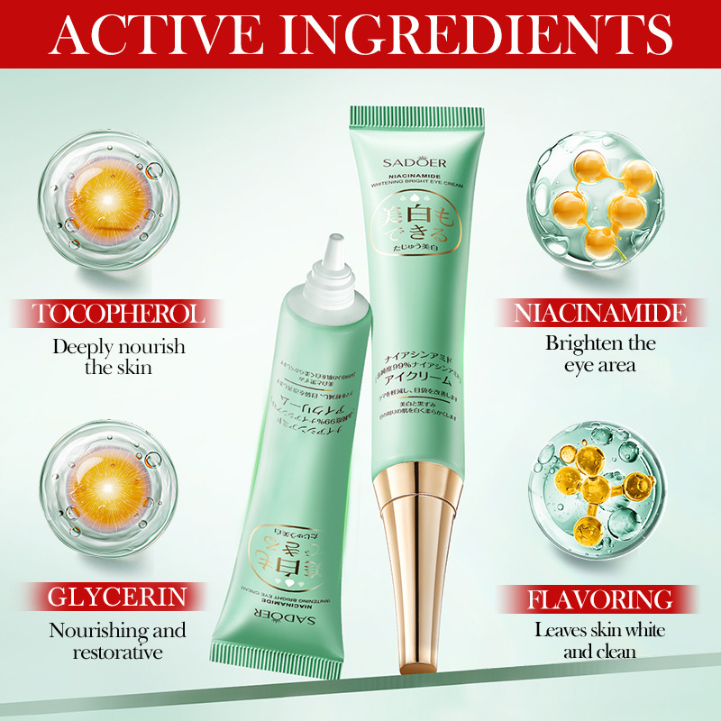 SADOER Nicotinamide Whitening Multi-Effect Brightening Eye Cream and Moisturizing Dual-Effect Eye Cream Cross-border export wholesale Application Scenario