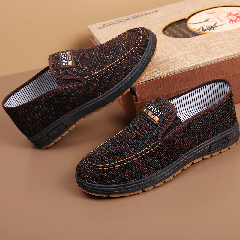 In the spring of 2022, a new style of old Beijing cloth shoes for men, Dad's casual walking shoes, a single shoe for middle-aged and elderly men details Picture