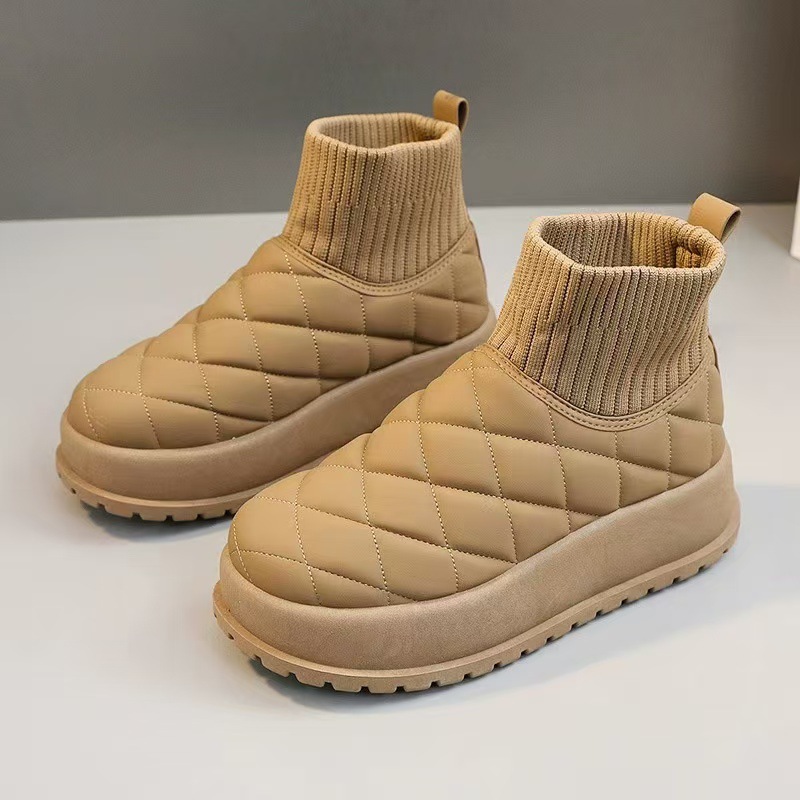 Thick-soled snow boots for women 2024 winter new style, fleece and thickened cotton shoes for women, waterproof and comfortable ankle boots, wholesale one piece Specification drawing