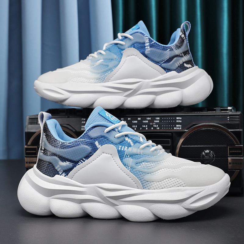 Summer new men's shoes: Breathable white sneakers, men's trendy and versatile thick-soled mesh sports shoes, casual dad shoes Specification drawing