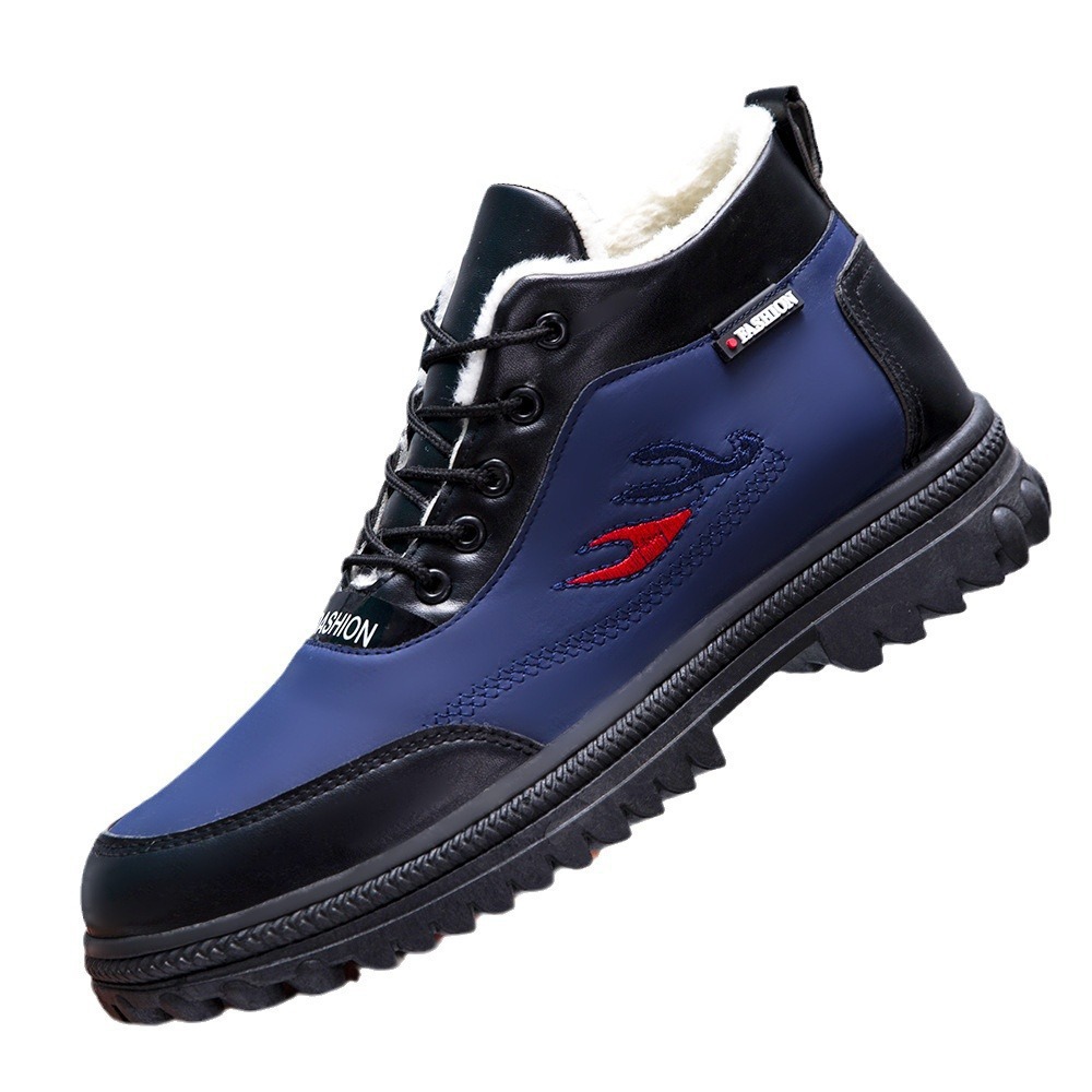 Winter fleece and thickened men's cotton shoes, comfortable, casual, cold-proof and warm dad shoes, soft-soled snow boots for middle-aged and elderly people Item Picture