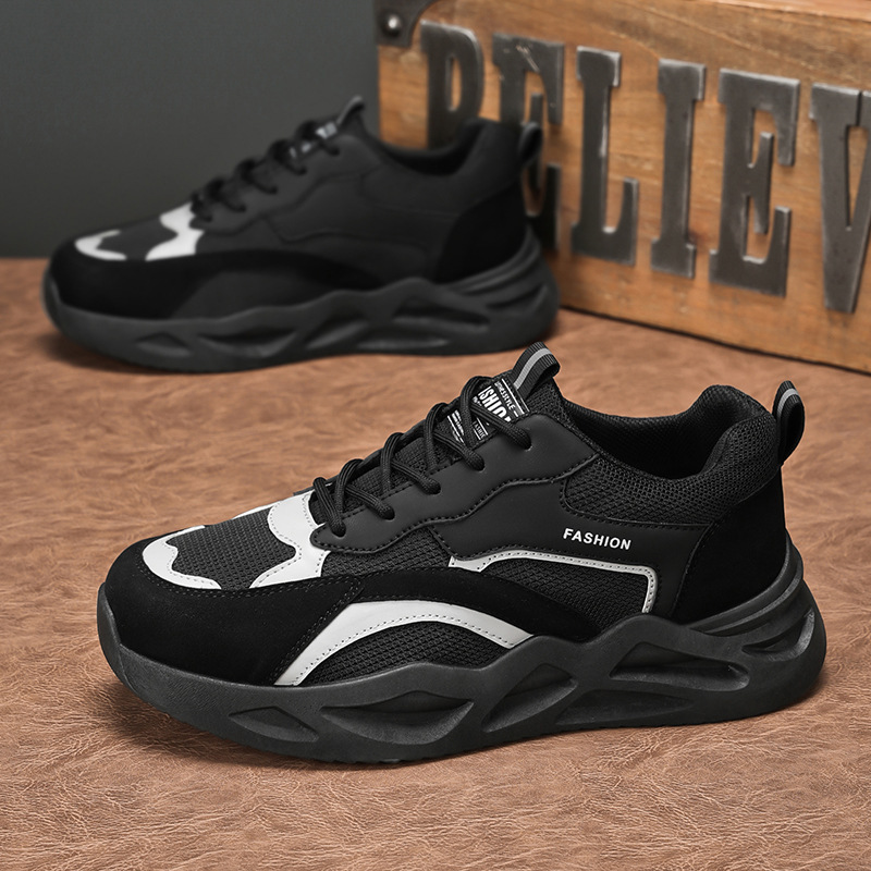 New breathable work safety shoes for men in spring, trendy and versatile thick-soled anti-slip sports shoes, casual dad shoes for men Specification drawing