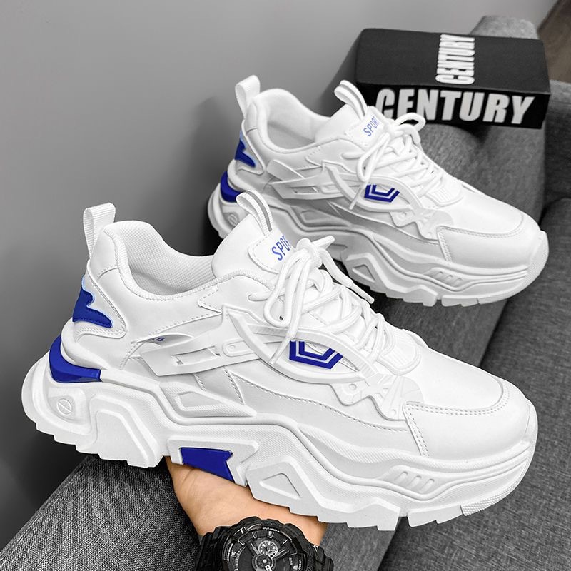 New breathable white sneakers for men in summer, trendy and versatile insole height-increasing sports shoes, casual running dad shoes Application Scenario