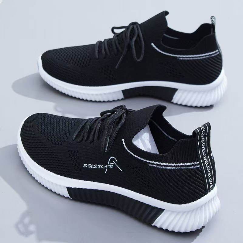 New autumn and winter sports shoes for women, 2024, versatile, thin, casual, white, mesh, Korean-style popular shoes full figure