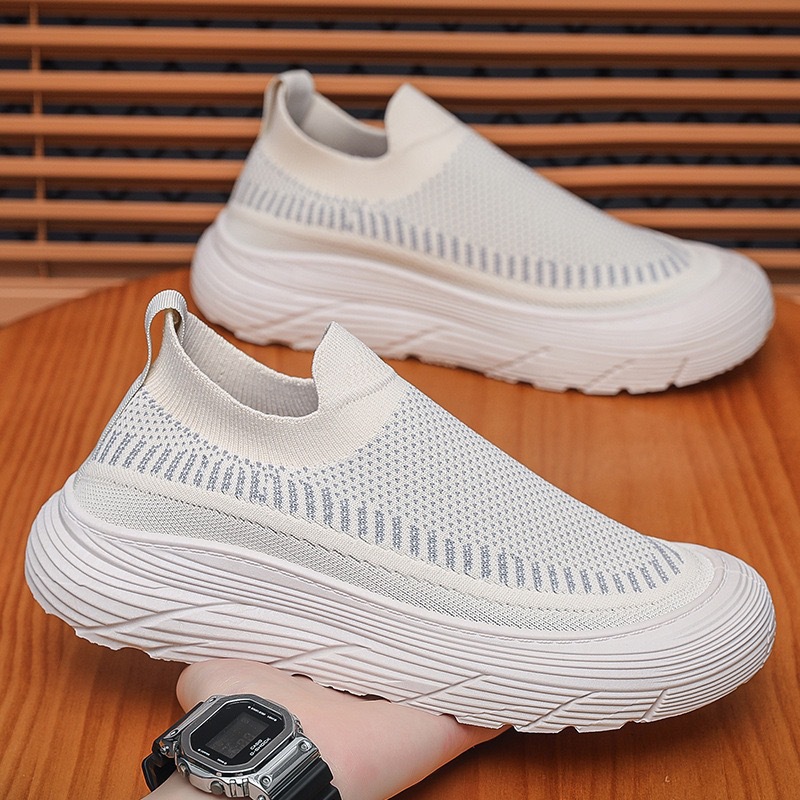 2025 Men's summer breathable mesh shoes, men's trendy and versatile thick-soled woven sports shoes, casual export wholesale Specification drawing
