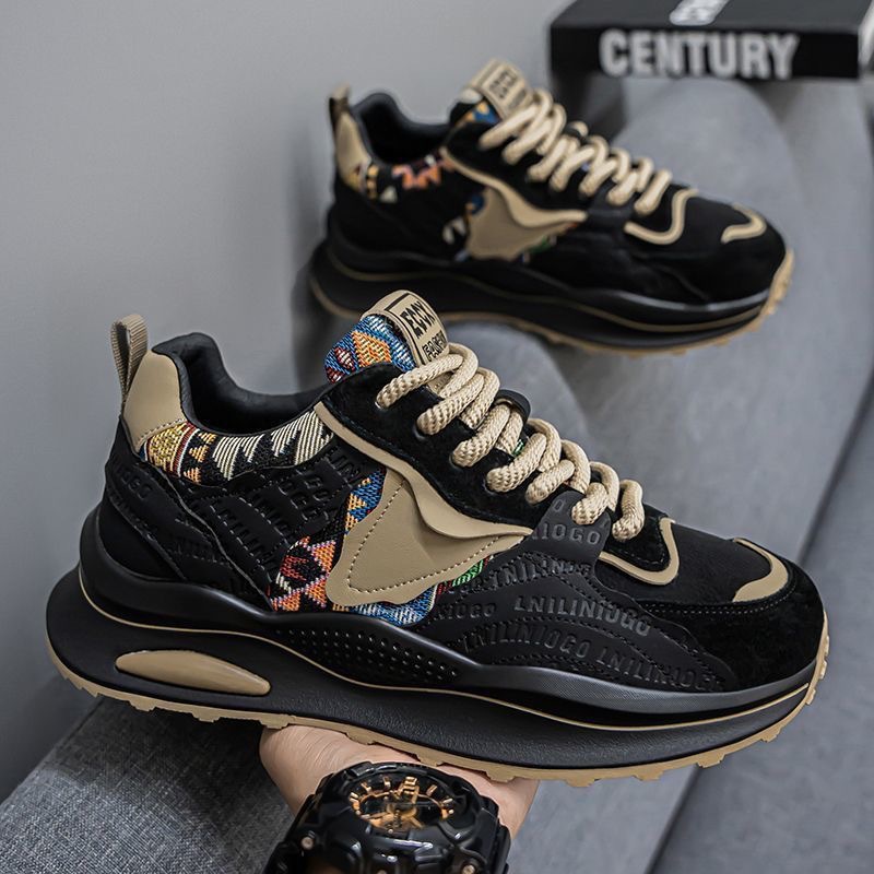 Spring Men's shoes 2025 New breathable shoes, men's trendy and versatile thick-soled sports shoes, casual running dad trendy shoes Specification drawing