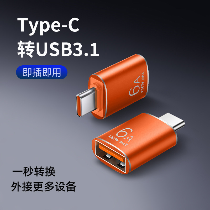 OTG adapter typ-c to USB3.0 mobile phone card reader with light, car charging adapter 6A fast charging Application Scenario