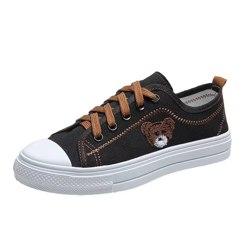 Spring bear canvas shoes, women's new trendy sports shoes, white sneakers, women's versatile student casual shoes, soft-soled shoes Item Picture