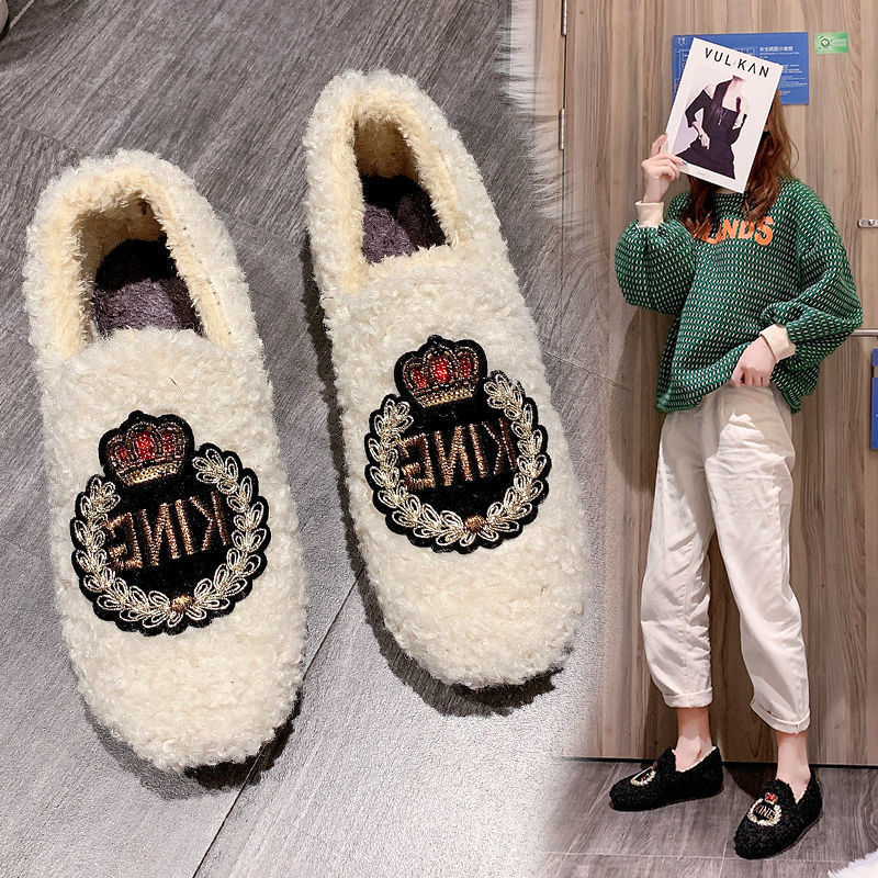 Autumn and winter new style woolen shoes for women, Korean style popular women's shoes, solid color cotton shoes, soft-soled and fleece women's shoes, one-piece consignment Application Scenario
