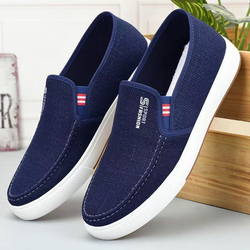 2024 New men's canvas shoes, casual one-step export shoes, e-commerce one-piece consignment, fabric shoes, breathable soft soles full figure