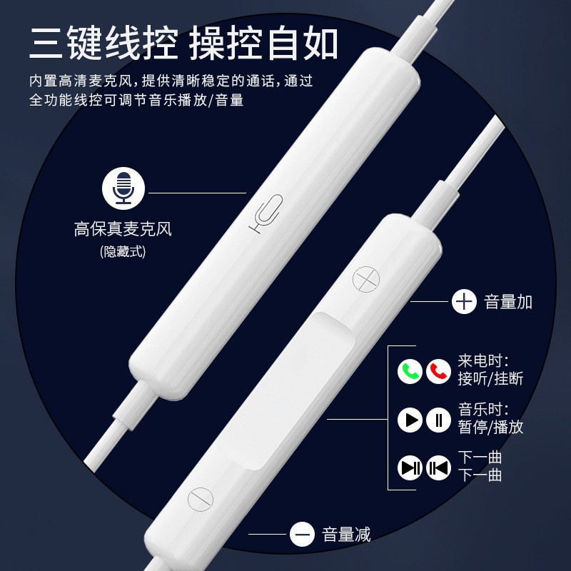 Suitable for Apple 14promax flat-head wired headphones Lightning in-ear plug-and-play communication headphones Application Scenario