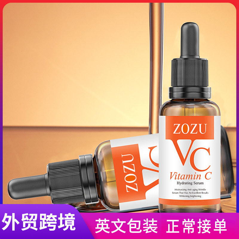All-english ZOZU Vitamin C Essence for hydrating, shrinking pores, repairing and brightening skin. Cross-border export wholesale full figure