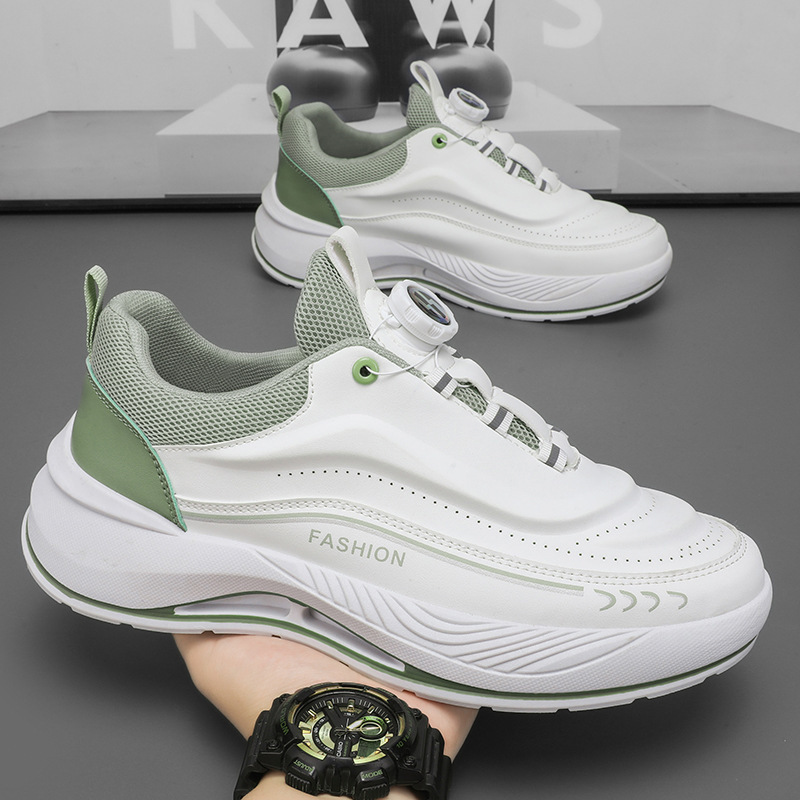 Spring men's shoes: New breathable white sneakers for men, trendy and versatile thick-soled sports shoes, casual running dad shoes for men details Picture