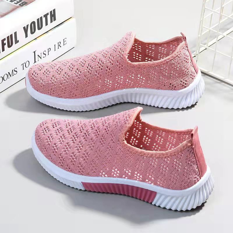 One-piece consignment delivery of new summer cloth shoes, flat perforated women's net shoes, sports casual shoes, comfortable flat shoes, mom shoes Specification drawing