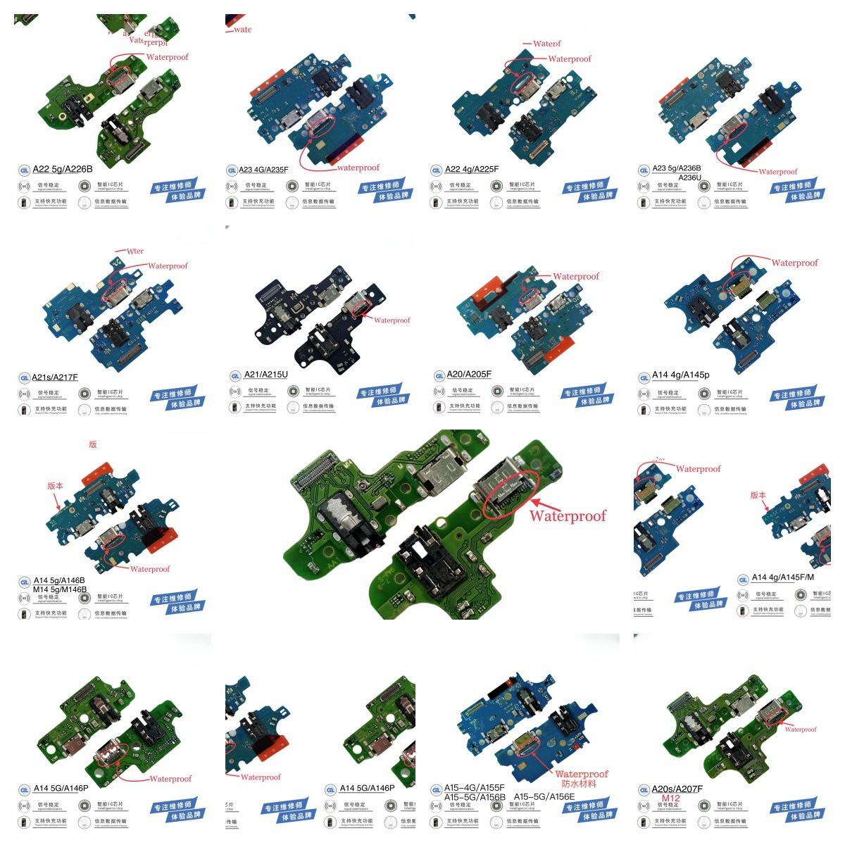 It is suitable for Samsung A01, A10, SA20, SA30 and SA70 mobile phones. It comes with a tail plug, a charging small board, a ribbon cable and a microphone Specification drawing