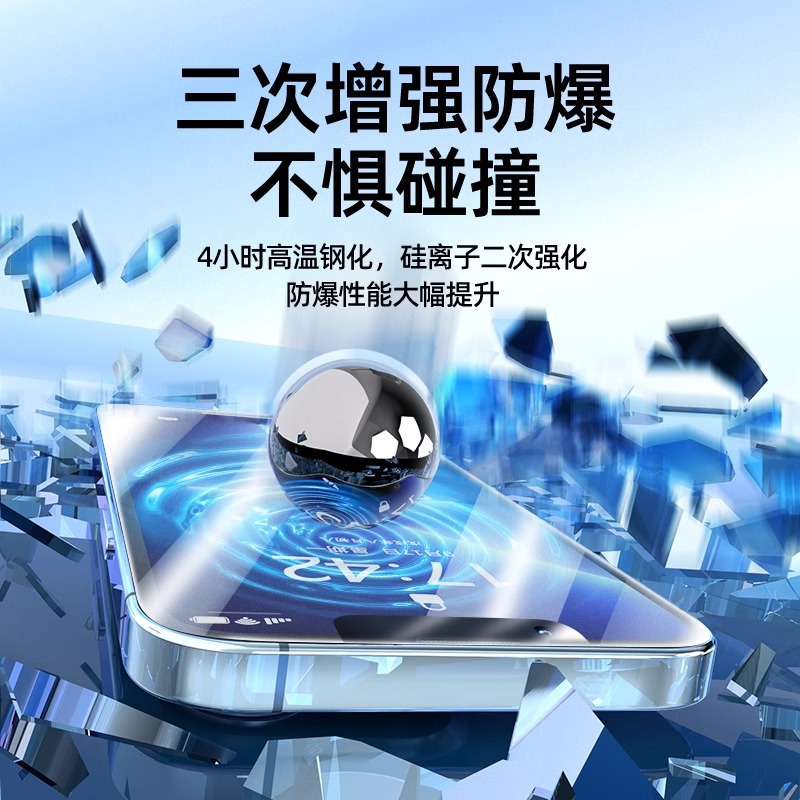 Applicable to 16 iPhone 15promax tempered film iPhone 14 airbag drop protection 13 phone film 11 Dust-free chamber instant application Application Scenario