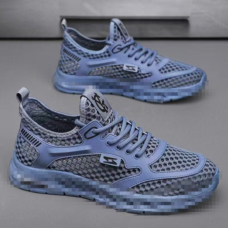 Men's summer 2025 new style perforated breathable casual versatile net shoes, soft-soled durable running net surface sports trendy shoes full figure