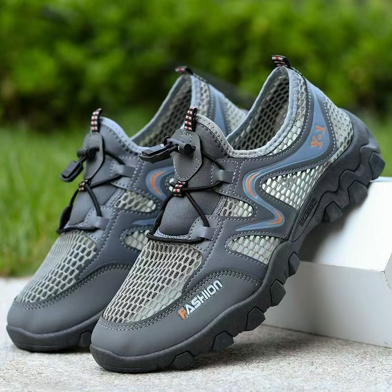 Summer breathable mesh shoes, casual men's hollowed-out hole shoes, outdoor hiking shoes, casual sports versatile men's shoes, export batch Application Scenario