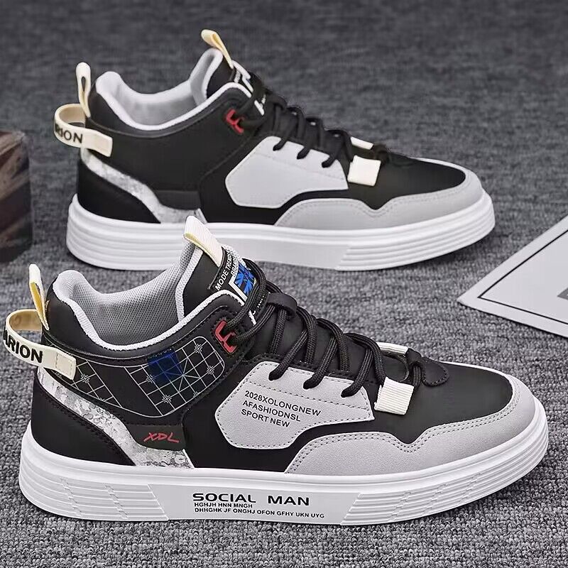 High-top canvas shoes, men's spring and autumn new breathable white sneakers, men's trendy and versatile sports board shoes, trendy shoes Specification drawing