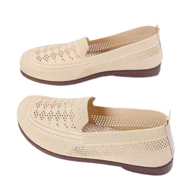 Women's autumn new style shoes: one-foot net shoes, bean shoes, soft-soled women's sandals, flat breathable mom shoes, women's shoes Item Picture