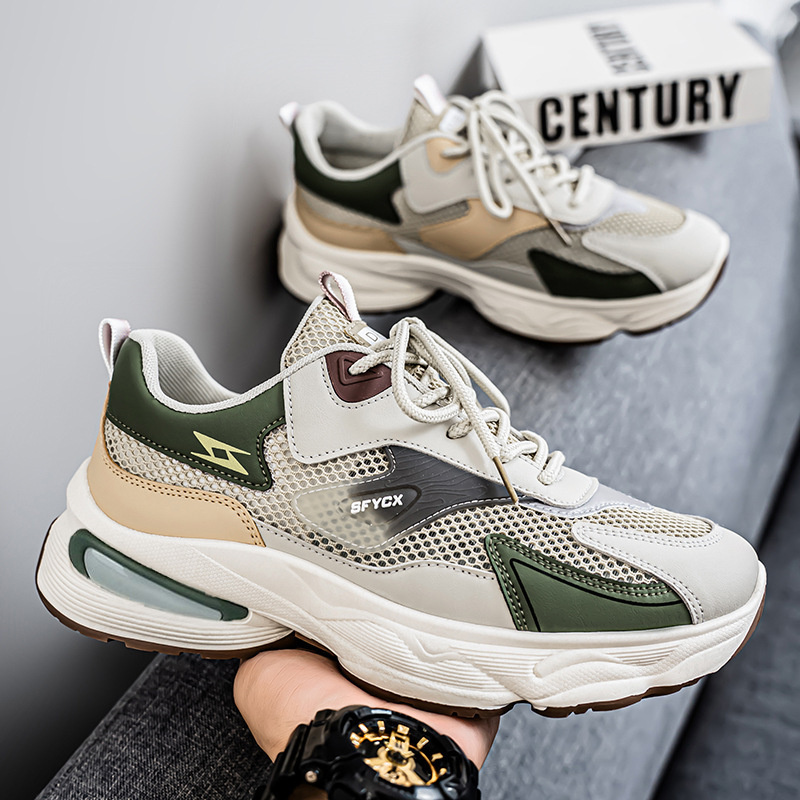 New summer men's shoes: breathable perforated mesh shoes, men's trendy and versatile thick-soled sports shoes, casual thick-soled dad shoes Application Scenario