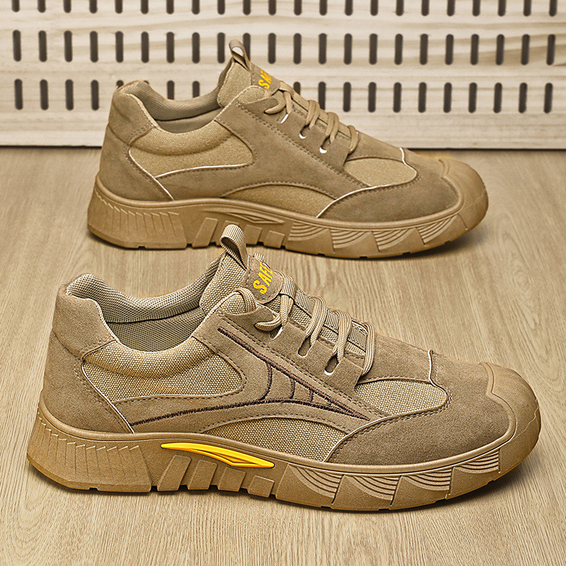 Spring new style of men's safety shoes, breathable, anti-slip and wear-resistant sports shoes for construction site work, casual cross-border work shoes for men full figure