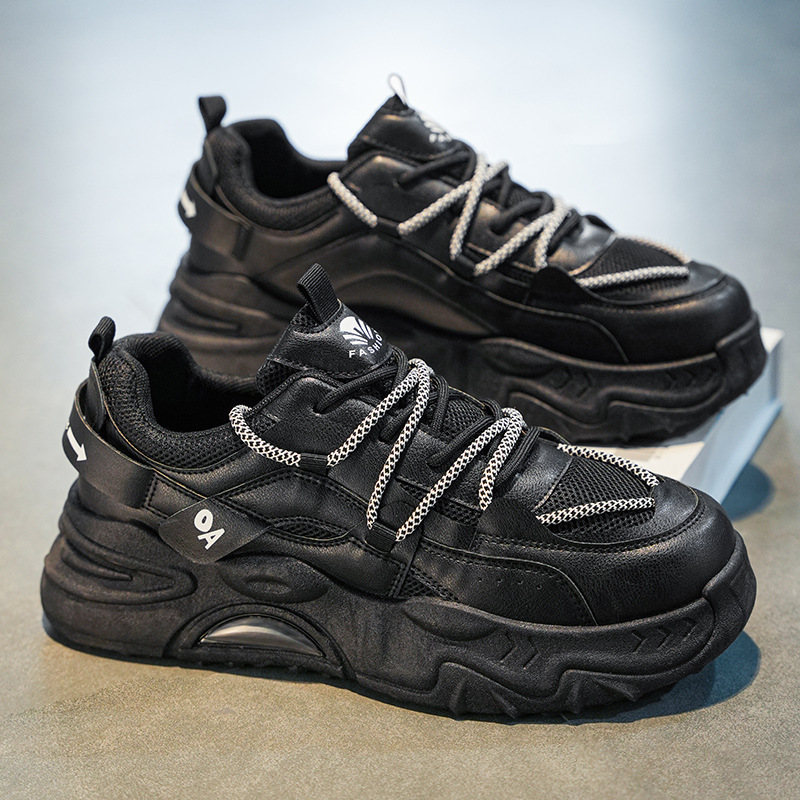 New men's shoes for autumn: Breathable mesh white sneakers, trendy and versatile for men, thick-soled sports shoes, casual dad shoes for men details Picture