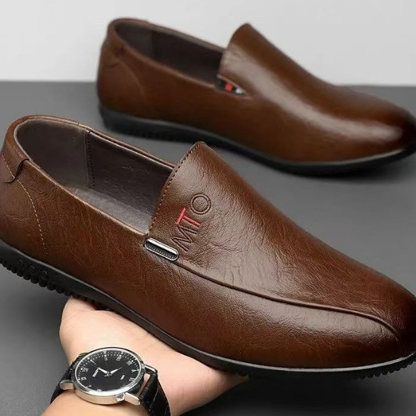 Spring casual shoes for men, 2025 new style men's leather shoes, casual one-step casual shoes, factory wholesale and export Specification drawing