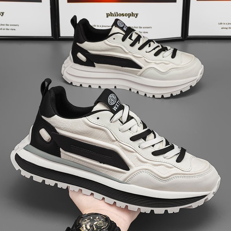 Men's Spring 2025 new breathable casual sports shoes, anti-slip soft-soled white sneakers, trendy dad shoes for men Specification drawing