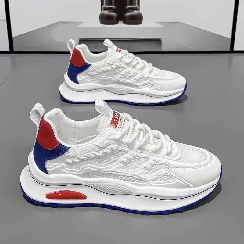 Trendy men's shoes 2025 summer Breathable white sneakers for running, youth and students, casual sports shoes for export wholesale details Picture