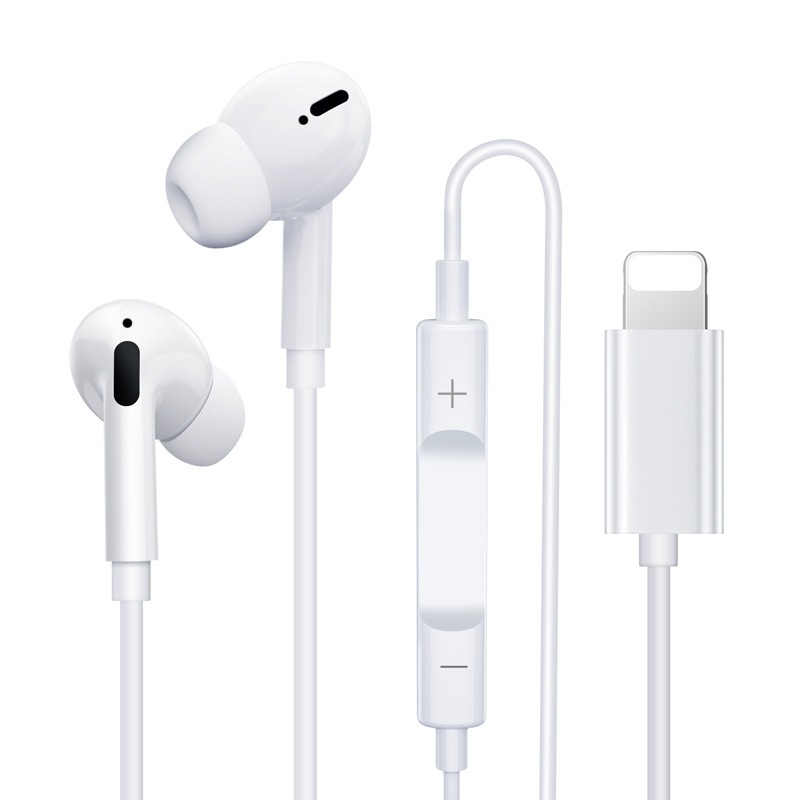 Compatible with Apple's third-generation wired flat-head in-ear 7-14 mobile phone headsets with lightning line control Item Picture