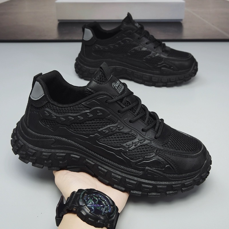 New breathable mesh shoes for men in spring, trendy and versatile, thick-soled, anti-slip, wear-resistant, sporty and casual dad shoes Specification drawing