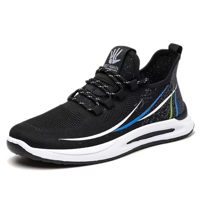Men's comfortable and breathable 2025 new lightweight casual sports shoes with lace-up breathability, outdoor casual flying fabric walking shoes Item Picture
