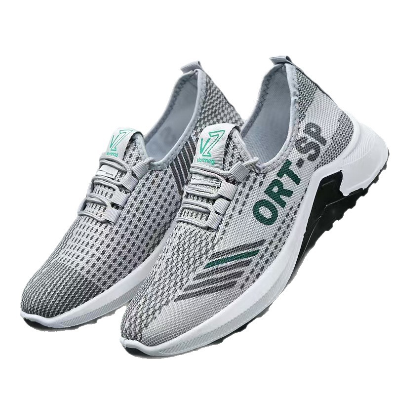 One-piece consignment shoes, men's sports shoes, men's flying weaving foreign trade cross-border running shoes wholesale, comfortable and breathable net shoes for men Item Picture